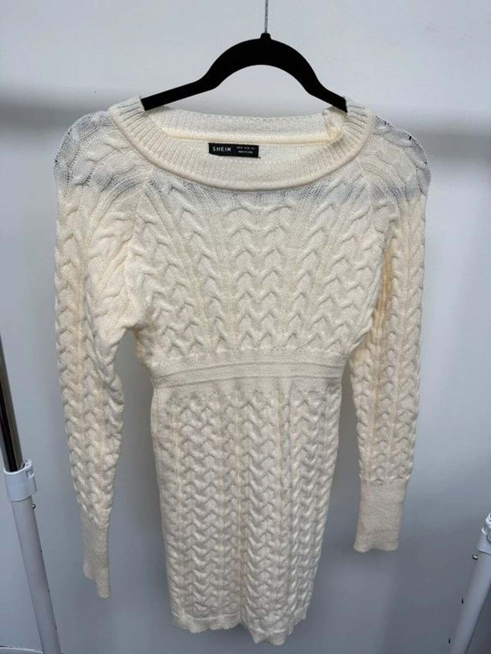 SHEIN women’s cream cable-knit sweater dress, size Medium